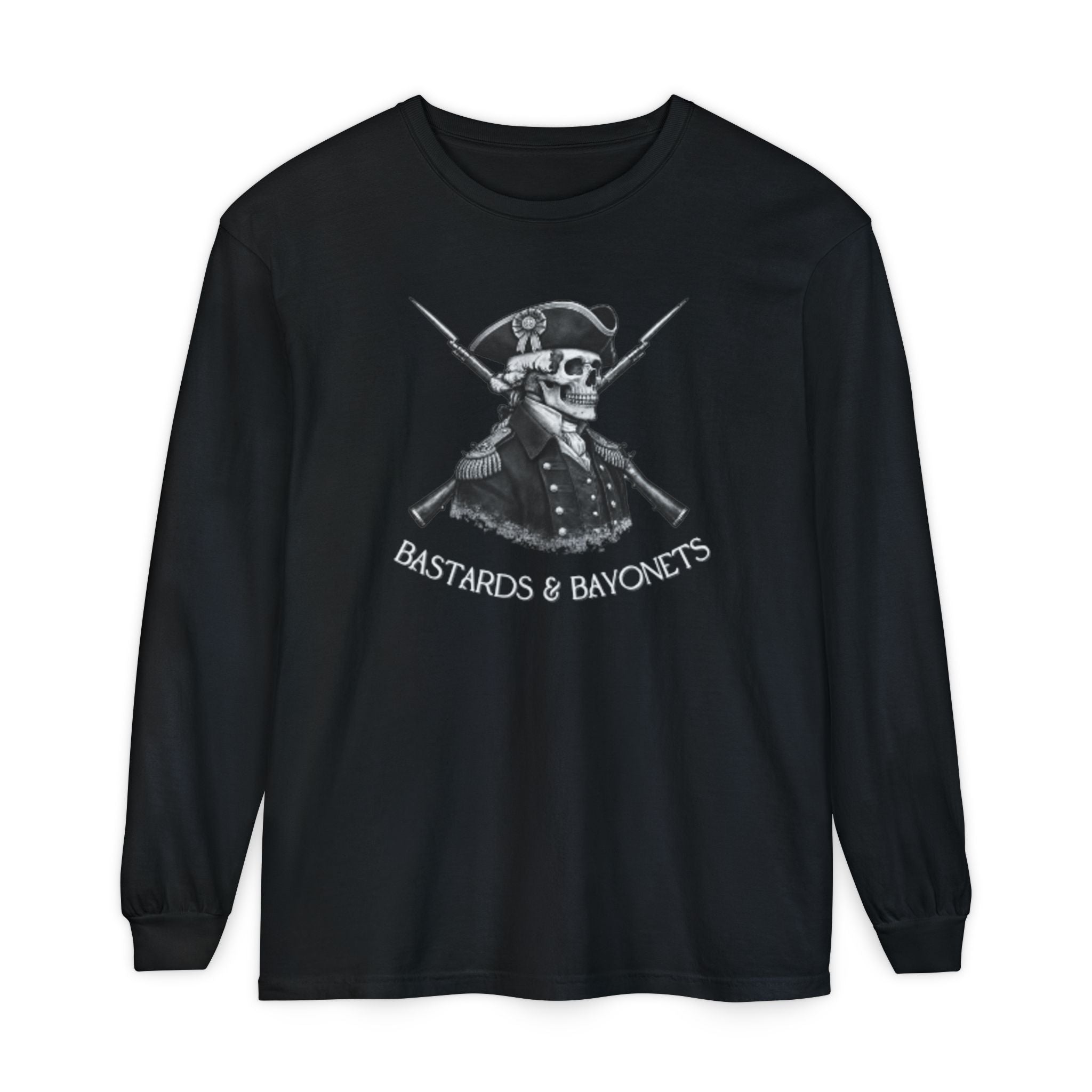 Long Sleeve T-Shirt - Tiny Black Cat Graphic Chest Print