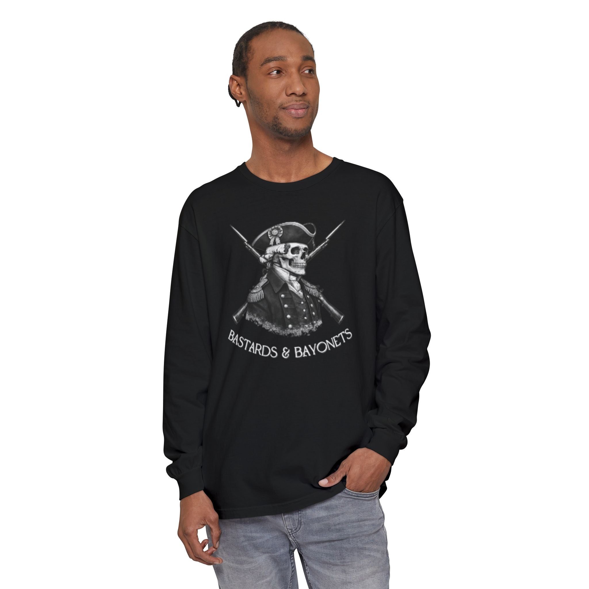 Long Sleeve T-Shirt — Minimal Yoda Sketch Chest Print